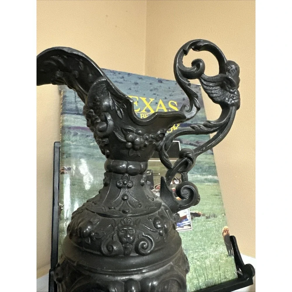 Victorian Metal Pitcher, French‎ Cherub Motif, Repoussé (Vintage Decor)